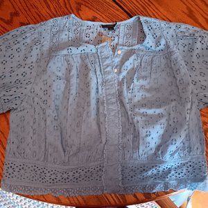 J crew blue eyelet blouse